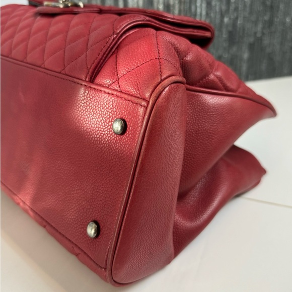 ❤️‍🔥Chanel CC Front Flap Pocket Large Shopping Tote Red Caviar - Picture 10 of 16